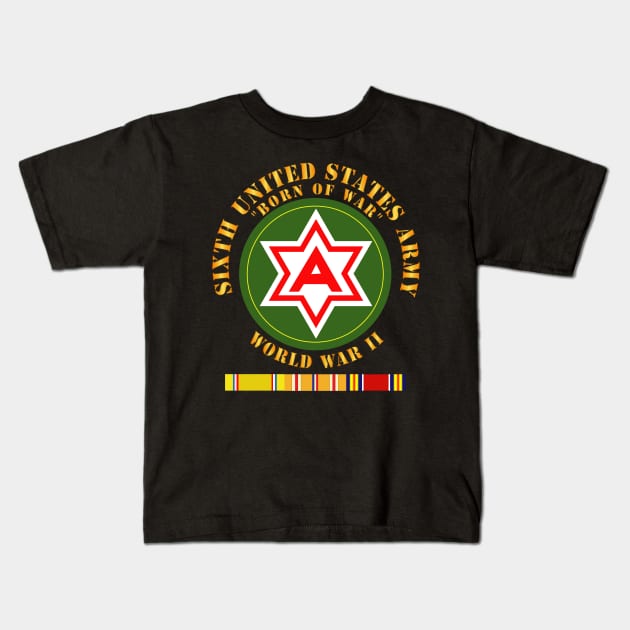 6th United States Army - WWII w PAC SVC Kids T-Shirt by twix123844